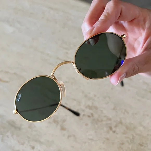 Ray-Ban oval flat metal sunglasses gold tortoise and green lenses RB3547-N 48/21 - Picture 14 of 17